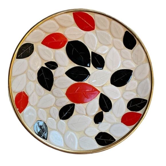 Vintage MCM Mosaic Tile Plate w copper back. - Picture 2 of 10